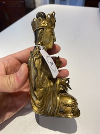 Statuette de Guanyin en bronze dor&eacute;, Cor&eacute;e, 17&egrave;me