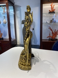 Statuette de Sarvabouddha Dakini en bronze dor&eacute;, Sino-Tibet, probablement 15&egrave;me