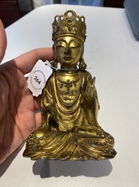 Statuette de Guanyin en bronze dor&eacute;, Cor&eacute;e, 17&egrave;me