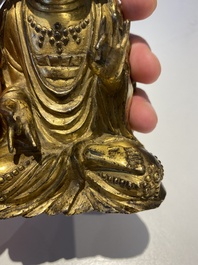 Statuette de Guanyin en bronze dor&eacute;, Cor&eacute;e, 17&egrave;me