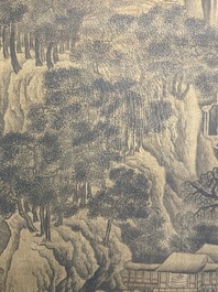 Ecole chinoise: 'Paysage montagneux', encre et couleurs sur soie, Ming