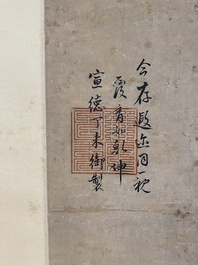 Ecole chinoise, anonyme, dans la collection de Shi Min 史敏 (1415-?): 'H&eacute;ron et acorus', aquarelle sur papier, dat&eacute;e 1427 mais probablement plus tardive