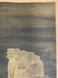 Ecole chinoise: 'Paysage montagneux', encre et couleurs sur soie, Ming