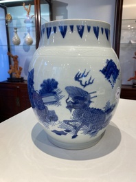 Een Chinese blauw-witte vaas met kylins, Transitie periode