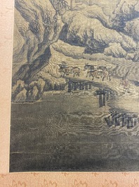 Ecole chinoise: 'Paysage montagneux', encre et couleurs sur soie, Ming