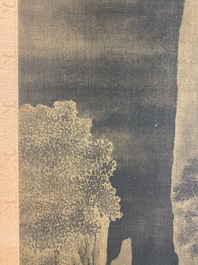 Ecole chinoise: 'Paysage montagneux', encre et couleurs sur soie, Ming