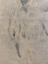 Ecole chinoise, anonyme, dans la collection de Shi Min 史敏 (1415-?): 'H&eacute;ron et acorus', aquarelle sur papier, dat&eacute;e 1427 mais probablement plus tardive
