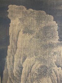 Ecole chinoise: 'Paysage montagneux', encre et couleurs sur soie, Ming