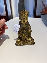 Statuette de Guanyin en bronze dor&eacute;, Cor&eacute;e, 17&egrave;me