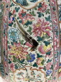 A large Chinese famille rose vase with palace scenes, 19th C.