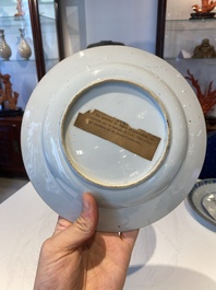 Two Chinese doucai 'South Sea Bubble' plates, Kangxi
