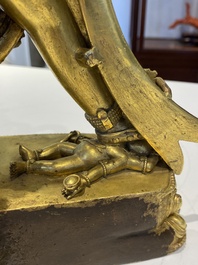 Statuette de Sarvabouddha Dakini en bronze dor&eacute;, Sino-Tibet, probablement 15&egrave;me