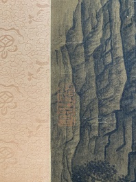 Ecole chinoise: 'Paysage montagneux', encre et couleurs sur soie, Ming