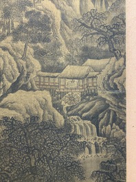 Ecole chinoise: 'Paysage montagneux', encre et couleurs sur soie, Ming