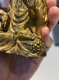Statuette de Guanyin en bronze dor&eacute;, Cor&eacute;e, 17&egrave;me