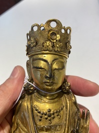 Statuette de Guanyin en bronze dor&eacute;, Cor&eacute;e, 17&egrave;me