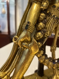 Statuette de Sarvabouddha Dakini en bronze dor&eacute;, Sino-Tibet, probablement 15&egrave;me