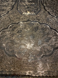 A Chinese silver 4-piece tea service on tray, Tu Mao Xing mark 塗茂興, 19th C.