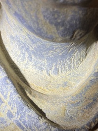Sculpture de Bouddha Shakyamuni en schiste gris, Gandhara, 3/4&egrave;me