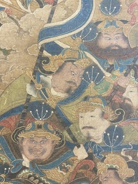 Ecole chinoise: 'Ciel plein de divinit&eacute;s bouddhistes', encre et couleurs sur soie, 18&egrave;me