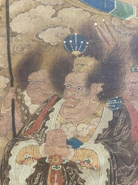 Ecole chinoise: 'Ciel plein de divinit&eacute;s bouddhistes', encre et couleurs sur soie, 18&egrave;me