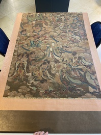 Ecole chinoise: 'Ciel plein de divinit&eacute;s bouddhistes', encre et couleurs sur soie, 18&egrave;me