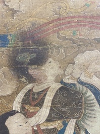 Ecole chinoise: 'Ciel plein de divinit&eacute;s bouddhistes', encre et couleurs sur soie, 18&egrave;me