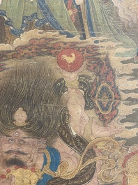 Ecole chinoise: 'Ciel plein de divinit&eacute;s bouddhistes', encre et couleurs sur soie, 18&egrave;me