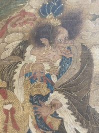 Ecole chinoise: 'Ciel plein de divinit&eacute;s bouddhistes', encre et couleurs sur soie, 18&egrave;me