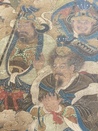 Ecole chinoise: 'Ciel plein de divinit&eacute;s bouddhistes', encre et couleurs sur soie, 18&egrave;me