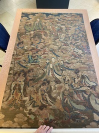 Ecole chinoise: 'Ciel plein de divinit&eacute;s bouddhistes', encre et couleurs sur soie, 18&egrave;me