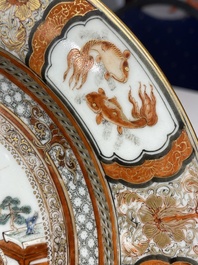 A Chinese famille rose plate with musicians playing the drums, Yongzheng