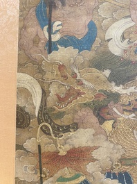 Ecole chinoise: 'Ciel plein de divinit&eacute;s bouddhistes', encre et couleurs sur soie, 18&egrave;me