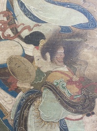 Ecole chinoise: 'Ciel plein de divinit&eacute;s bouddhistes', encre et couleurs sur soie, 18&egrave;me