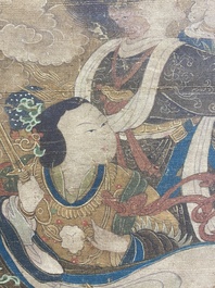 Ecole chinoise: 'Ciel plein de divinit&eacute;s bouddhistes', encre et couleurs sur soie, 18&egrave;me