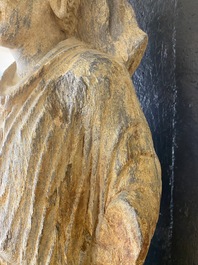 Sculpture de Bouddha Shakyamuni en schiste gris, Gandhara, 3/4&egrave;me