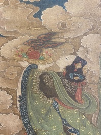 Ecole chinoise: 'Ciel plein de divinit&eacute;s bouddhistes', encre et couleurs sur soie, 18&egrave;me