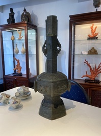 A large Chinese bronze 'touhu' or arrow vase, Yuan
