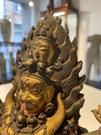Statuette de Yamantaka en bronze dor&eacute;, Sino-Tibet, probablement 17/18&egrave;me