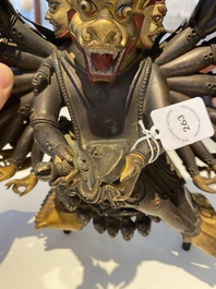 Statuette de Yamantaka en bronze dor&eacute;, Sino-Tibet, probablement 17/18&egrave;me