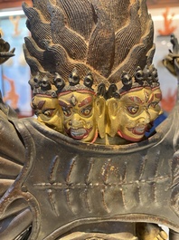 Statuette de Yamantaka en bronze dor&eacute;, Sino-Tibet, probablement 17/18&egrave;me