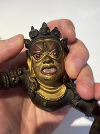 Statuette de Yamantaka en bronze dor&eacute;, Sino-Tibet, probablement 17/18&egrave;me