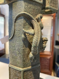 A large Chinese bronze 'touhu' or arrow vase, Yuan