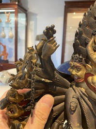 Statuette de Yamantaka en bronze dor&eacute;, Sino-Tibet, probablement 17/18&egrave;me