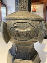 A large Chinese bronze 'touhu' or arrow vase, Yuan