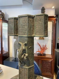 A large Chinese bronze 'touhu' or arrow vase, Yuan