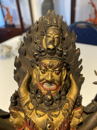 Statuette de Yamantaka en bronze dor&eacute;, Sino-Tibet, probablement 17/18&egrave;me