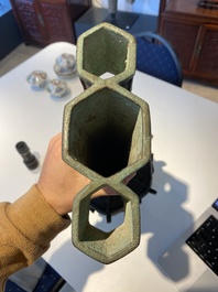A large Chinese bronze 'touhu' or arrow vase, Yuan