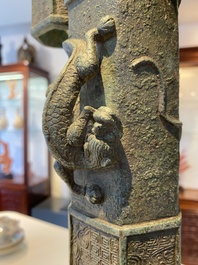 A large Chinese bronze 'touhu' or arrow vase, Yuan