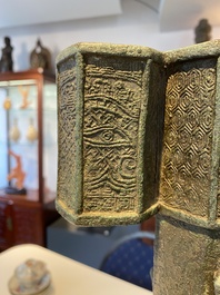 A large Chinese bronze 'touhu' or arrow vase, Yuan